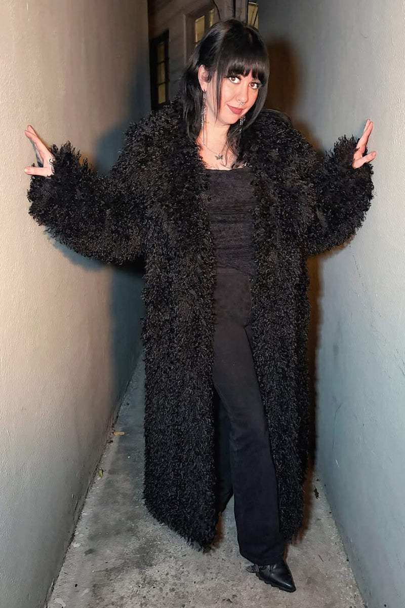 Mongolian Faux Fur Coat Long Shaggy Overcoat for Women