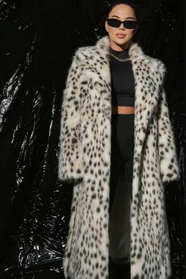 belted dalmatian coat long faux fur leopard outerwear for women 1 Alicefurs