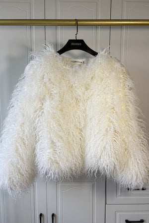 curly shearling jacket short faux fur outerwear for women in white 10 Alicefurs