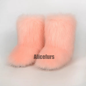 cute faux fur boots for for toddlers and little girls in coral pink Alicefurs