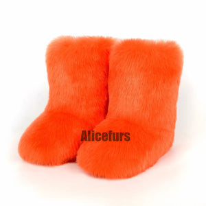 cute faux fur boots for for toddlers and little girls in orange Alicefurs
