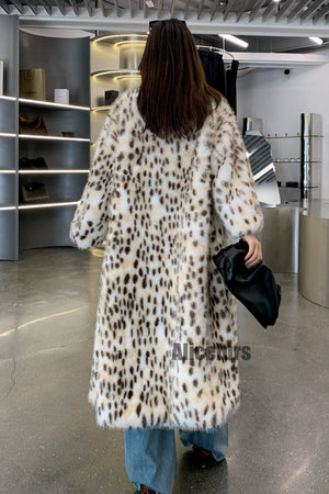 dalmatian faux fur coat shawl collar long outerwear for women 7 Alicefurs