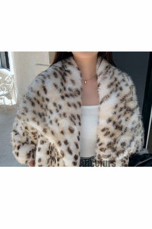 dalmatian faux fur coat shawl collar long outerwear for women 8 Alicefurs