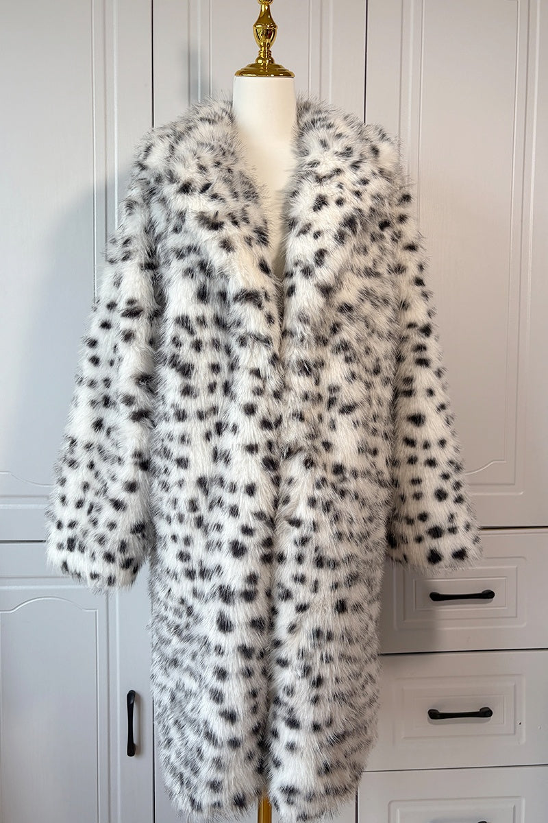 dalmatian fur coat winter long outerwear for women in black and white Alicefurs