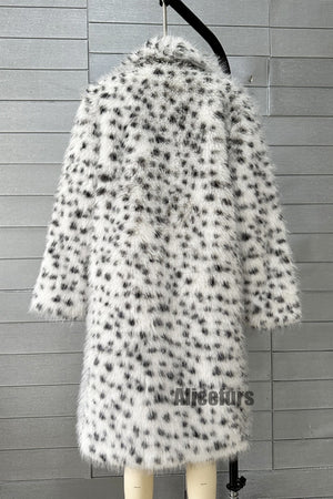 dalmatian fur coat winter long outerwear for women in white 1 Alicefurs