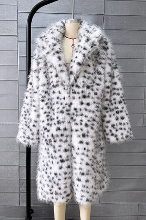 dalmatian fur coat winter long outerwear for women in white Alicefurs