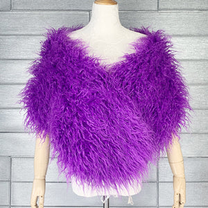 dress fur shawl shaggy mongolian fur stole for women in purple Alicefurs