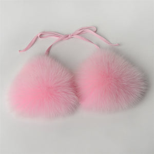 faux fur bikinis fuzzy swimwear for women in pink 1 Alicefurs