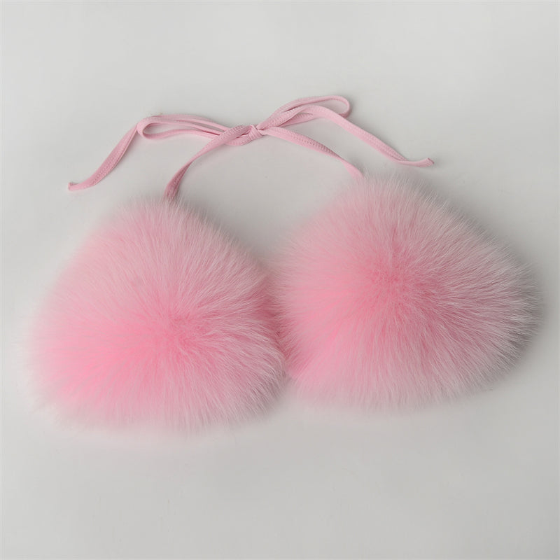 faux fur bikinis fuzzy swimwear for women in pink 1 Alicefurs