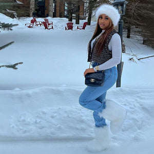 faux fur boots fluffy winter booties for women in white 4 Alicefurs
