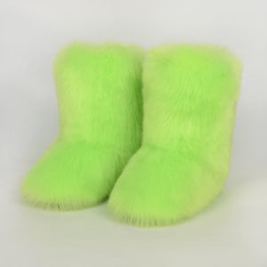 faux fur boots for women in neon green Alicefurs