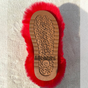 faux fur boots winter warm fluffy boots for toddlers and little girls in red 3 Alicefurs