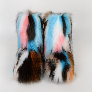 faux fur boots with matching headband and purse for women 7 Alicefurs