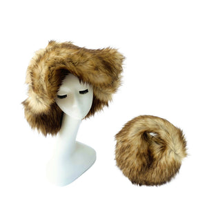 faux fur handbag and hat set for women in original brown Alicefurs