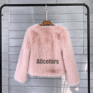 faux fur jacket casual short fuzzy overcoat for women in peachy pink 1 Alicefurs