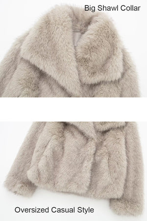 faux fur jacket with shawl collar winter short outwear for women in light beige 14 Alicefurs