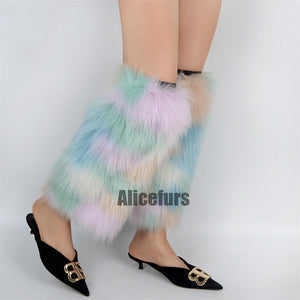 faux fur leg warmers fuzzy boots cover for women in pastel Alicefurs