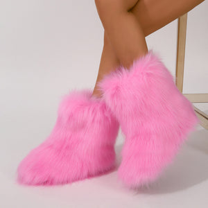 faux fur snow boots for women in pink 7 Alicefurs