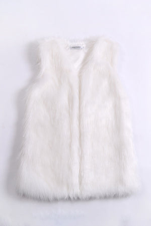faux fur vest long fluffy v neck waistcoat for women in white_ba61f21e 1930 4811 a801 748bc03e112b Alicefurs