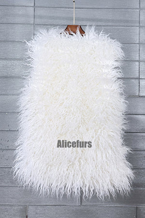 faux fur vest long mongolian fluffy sleeveless jacket for women in white 2 Alicefurs