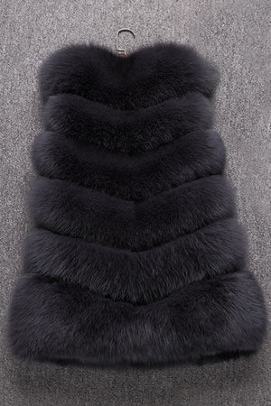 faux fur vest winter long sleeveless fluffy jacket for women in dark grey 4 Alicefurs