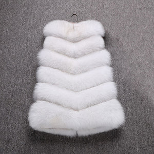 faux fur vest winter long sleeveless fluffy jacket for women in dusty white 1 Alicefurs