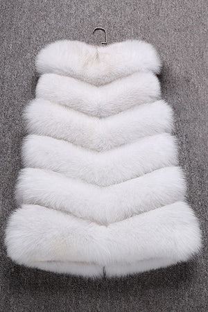 faux fur vest winter long sleeveless fluffy jacket for women in dusty white 4 Alicefurs