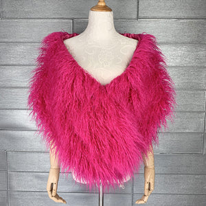 faux fur wrap mongolian lamb fur stole for women in fuchsia Alicefurs