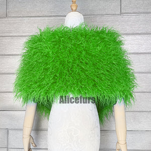 faux fur wrap mongolian lamb fur stole for women in lime green 1 Alicefurs