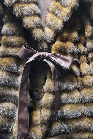 faux mink coat belted mid length fluffy outwear for women in brown 2 Alicefurs