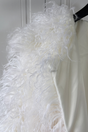 faux mongolian fur jacket womens short shaggy outerwear in white 3 Alicefurs