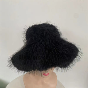 floppy faux fur hat for women in black 1 Alicefurs