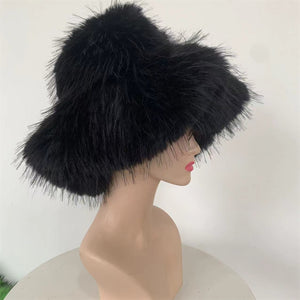 floppy faux fur hat for women in black Alicefurs