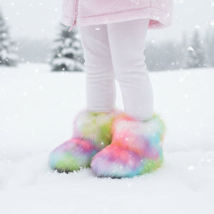fluffy fur boots for toddlers and little girls in multicolor 19 Alicefurs