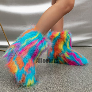 fluffy fur boots for toddlers and little girls in multicolor 2 Alicefurs