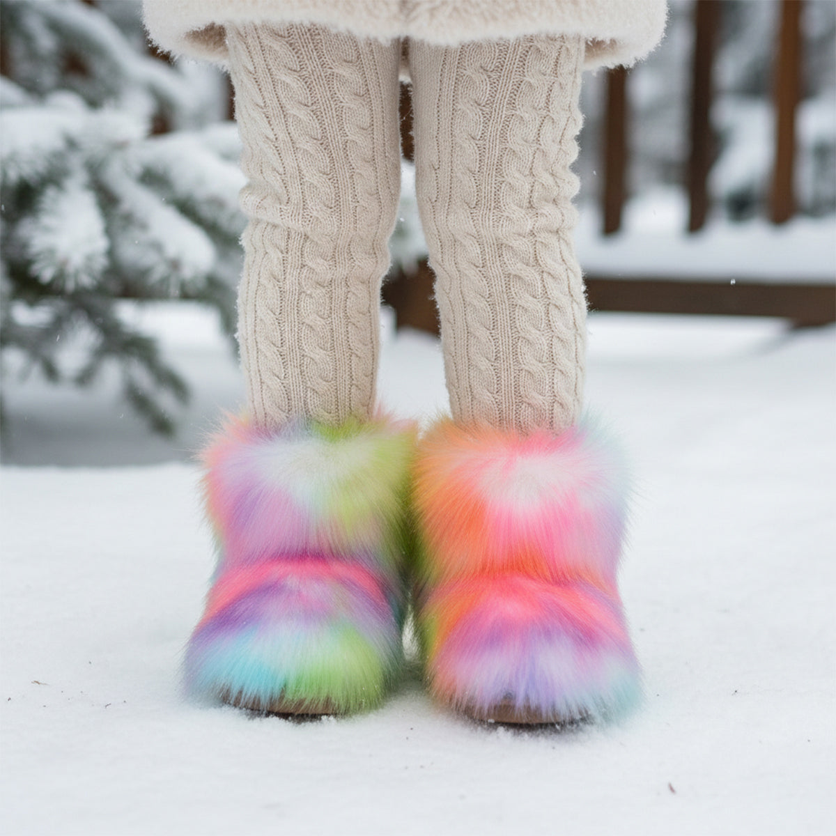 fluffy fur boots for toddlers and little girls in multicolor 23 Alicefurs