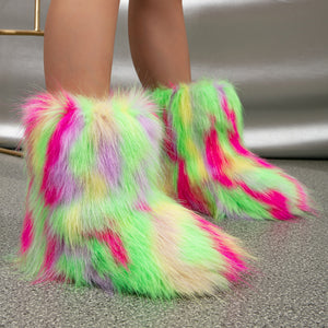fluffy fur boots for toddlers and little girls in multicolor 5 Alicefurs