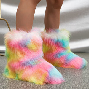 fluffy fur boots for toddlers and little girls in multicolor 8 Alicefurs