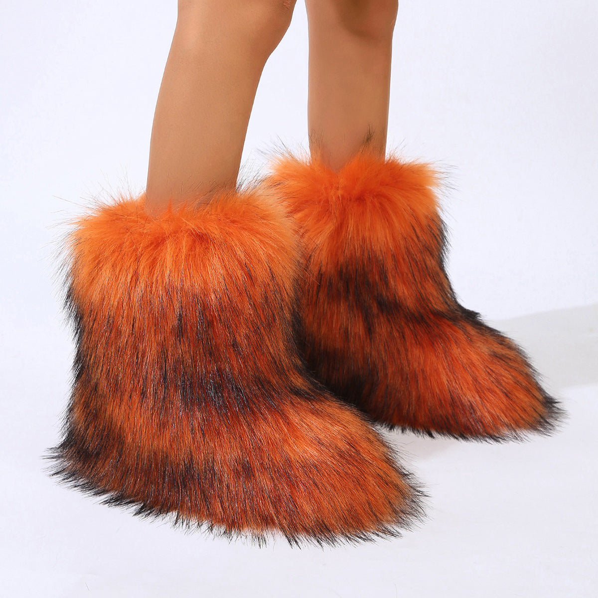 Fluffy Fur Boots Winter Warm Flat Boots for Women