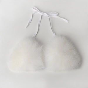 fur bikini set fuzzy bathing suit for women in white 2 Alicefurs