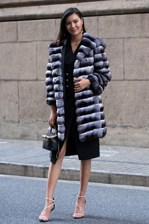 fur chinchilla coat long hooded outerwear for women 4 Alicefurs