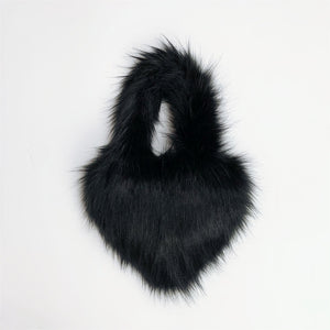 heart shaped fur bag small fluffy tote purse for women in black Alicefurs
