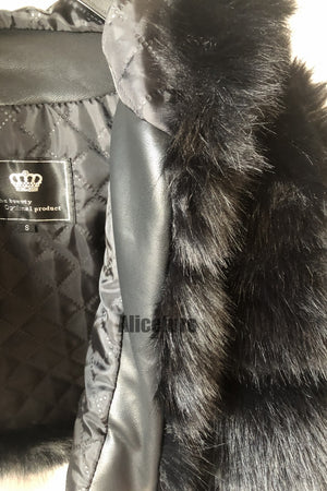 hooded faux fur jackets fluffy cropped outerwear for women in black 5 Alicefurs
