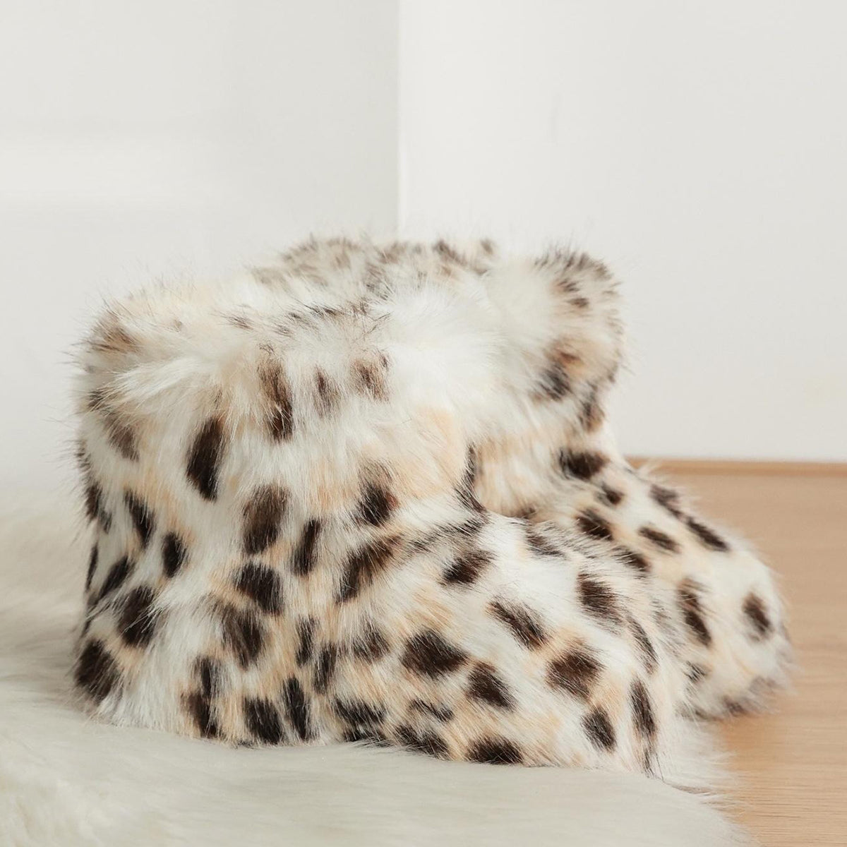 kids fur boots leopard print winter furry boots for girls Alicefurs