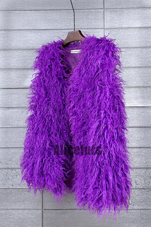 lamb fur vest long shaggy sleeveless jacket for women in purple 1 Alicefurs