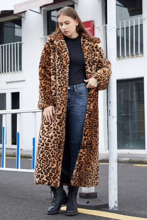 leopard faux fur coat winter full length outerwear for women 3 Alicefurs