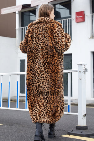 leopard faux fur coat winter full length outerwear for women 7 Alicefurs