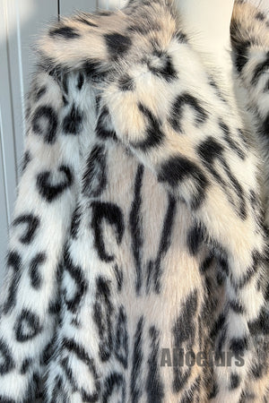 leopard fur coat long belted fluffy outerwear for women 3 Alicefurs