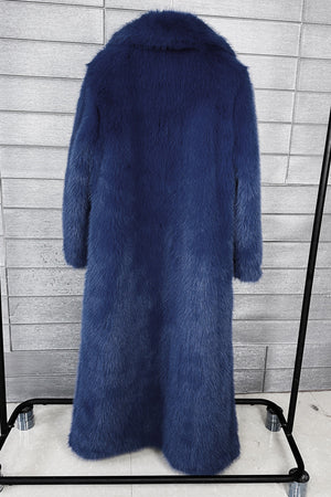 long faux fur coat winter full length elegant overcoat for women in navy blue 2 Alicefurs
