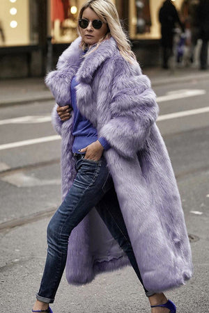 long faux fur coat winter mob wife fluffy overcoat in lavender 6 Alicefurs